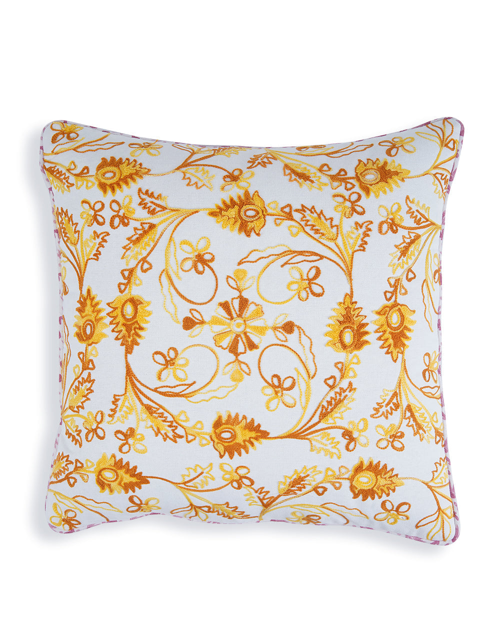 Khwaab Yellow Garden Grid Cushion Cover