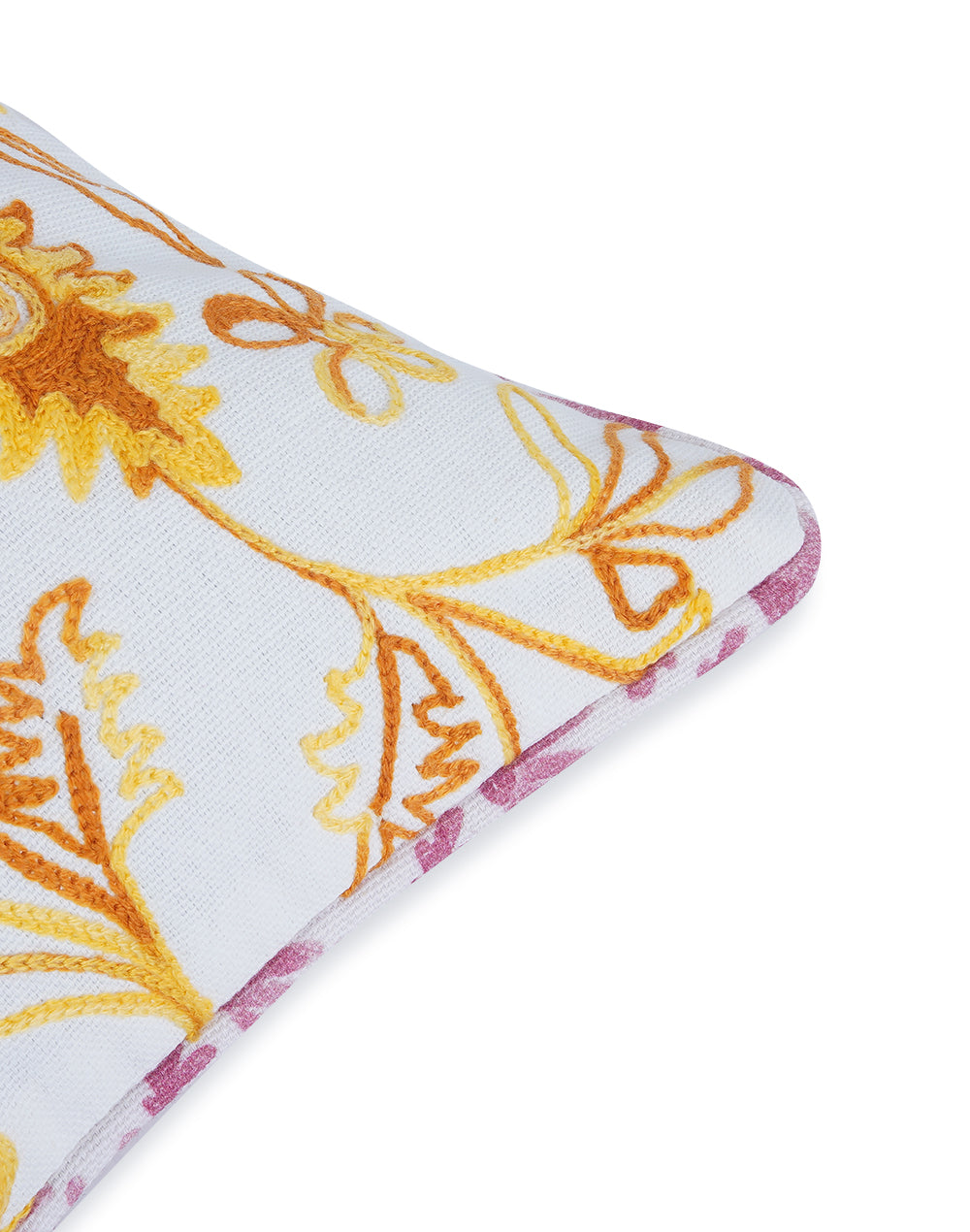 Khwaab Yellow Garden Grid Cushion Cover