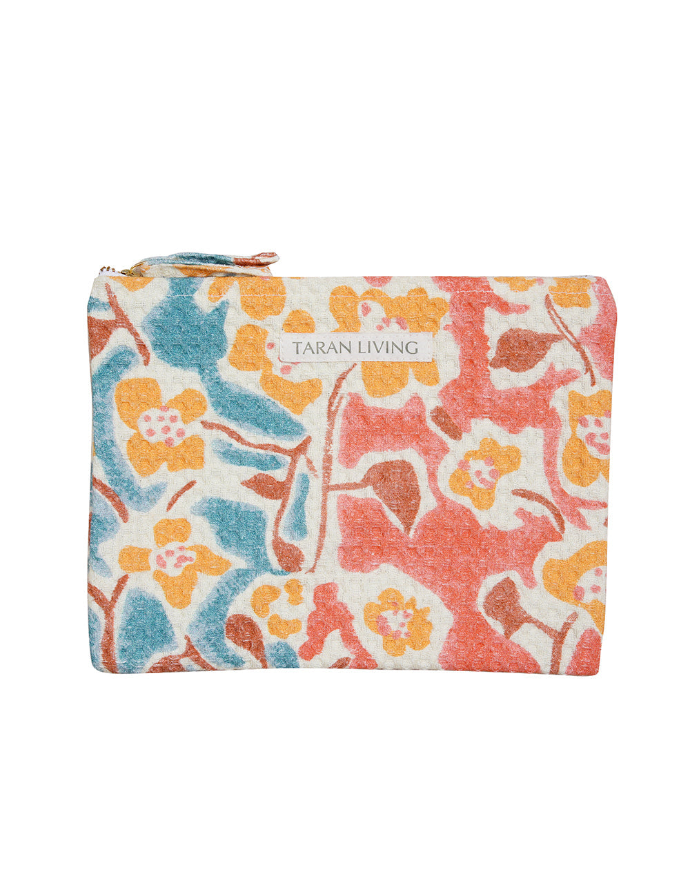 Flower Charm Waffle Pouch With PVC Lining