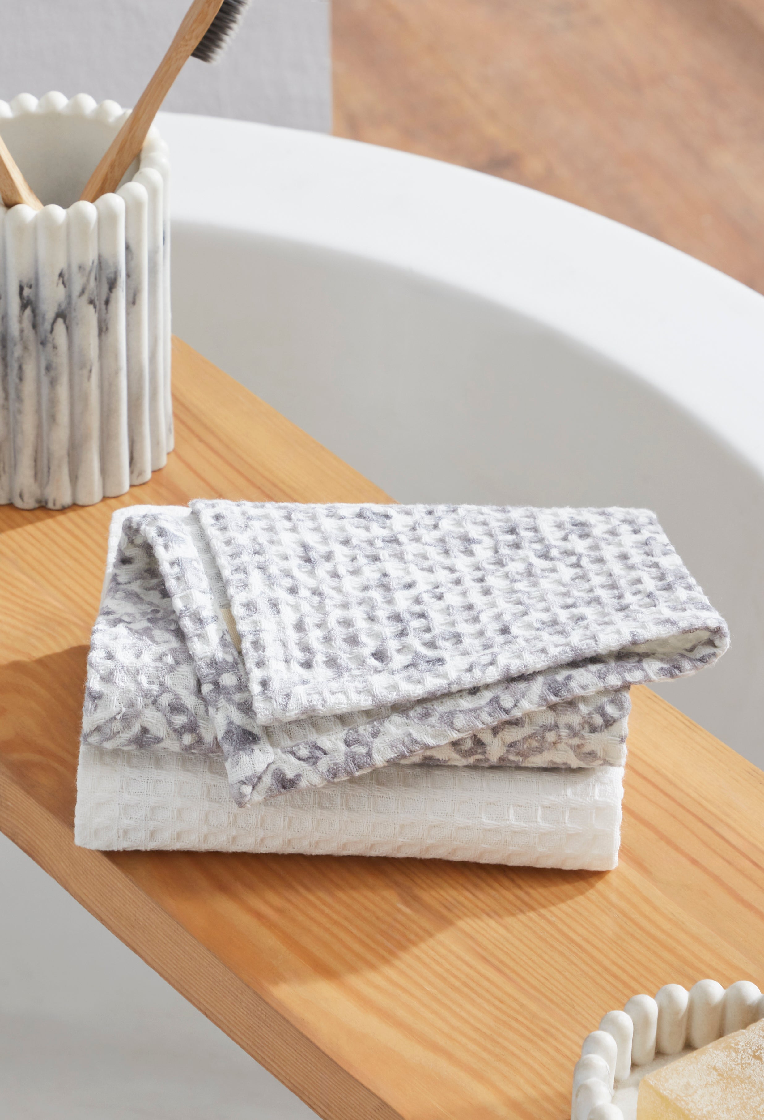 Tessellate Grey Face Towel | Set Of 2