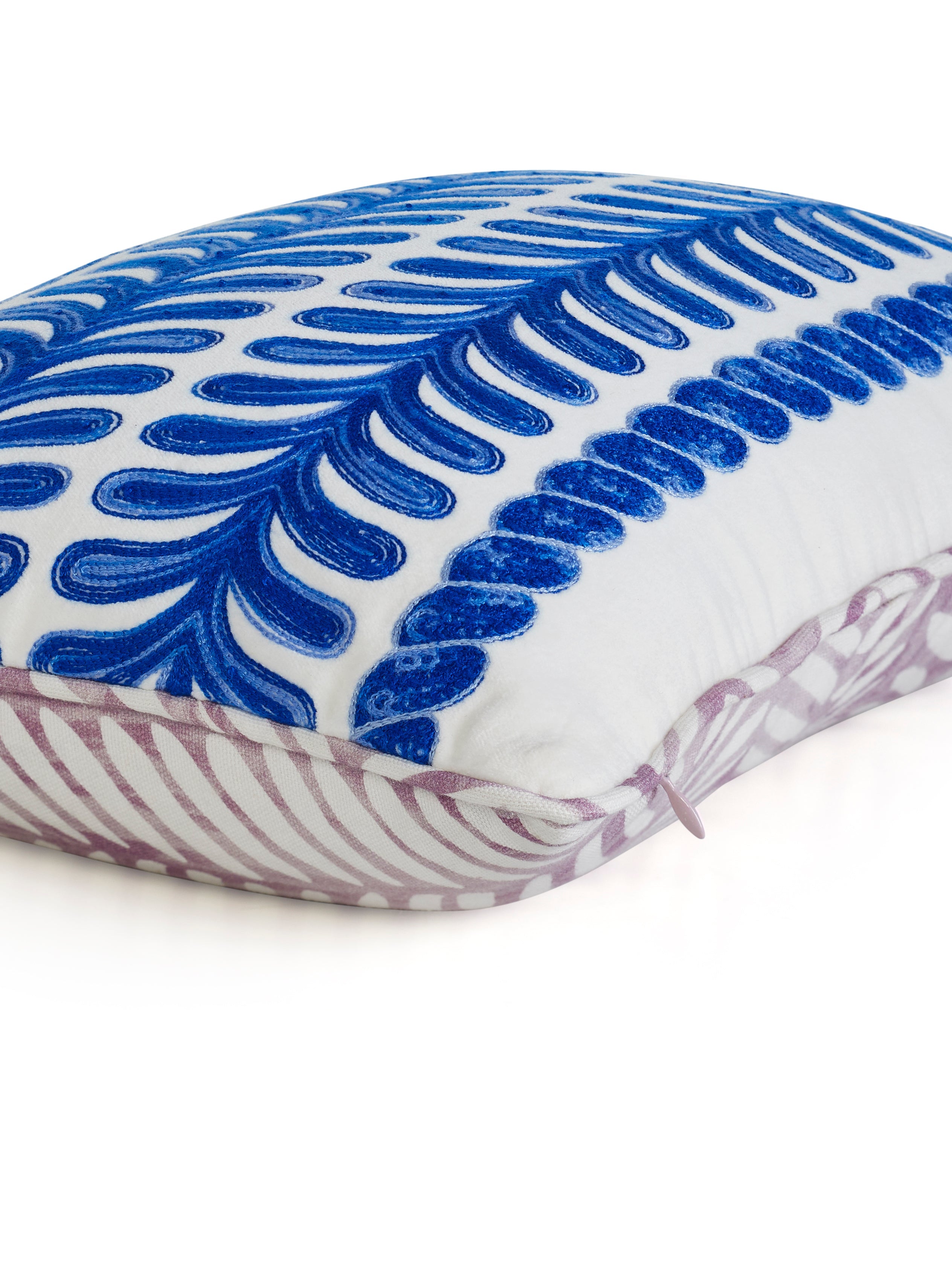 Ayna Linear Leaf Blue Cushion Cover