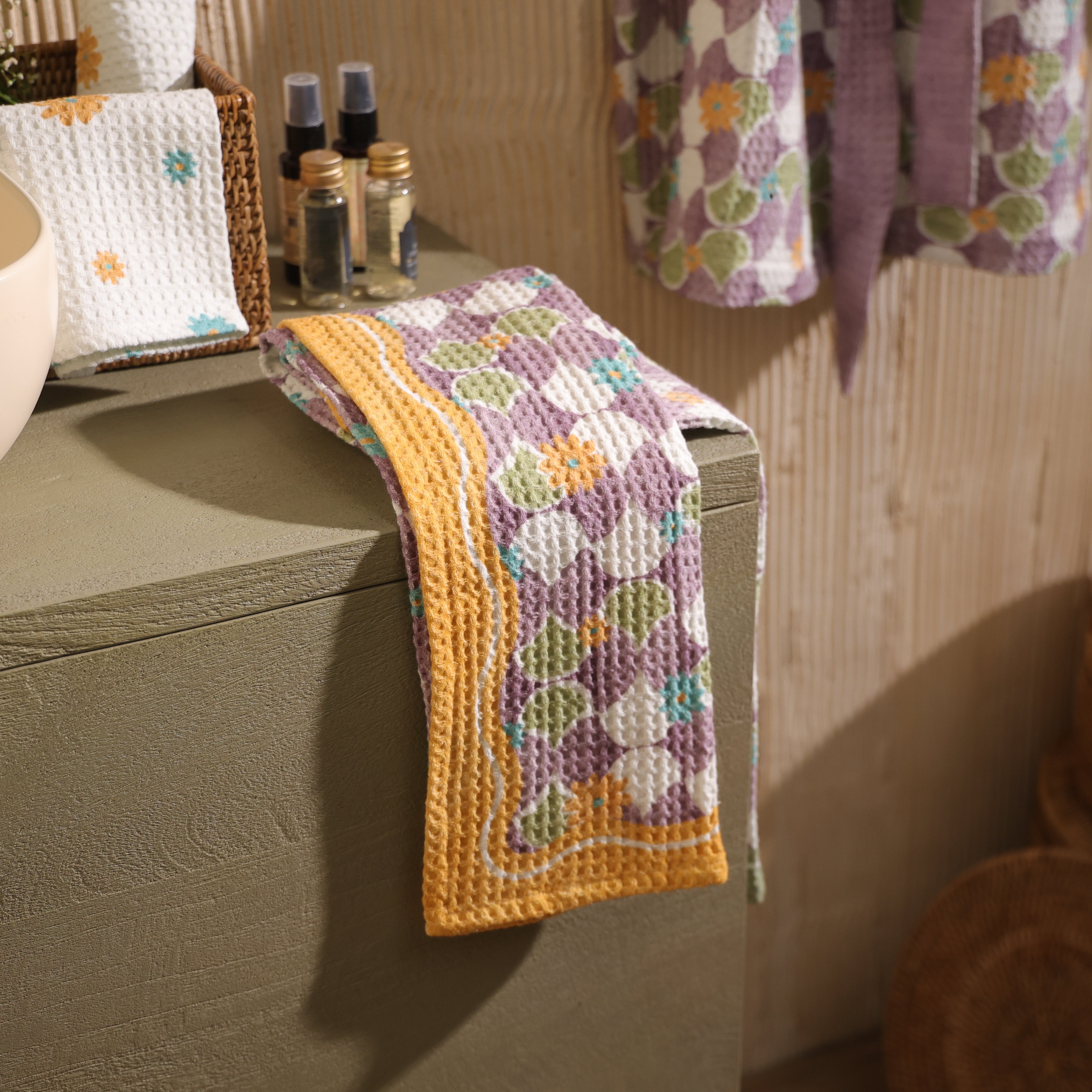 Mosiac Purple Face Towel | Set Of 2