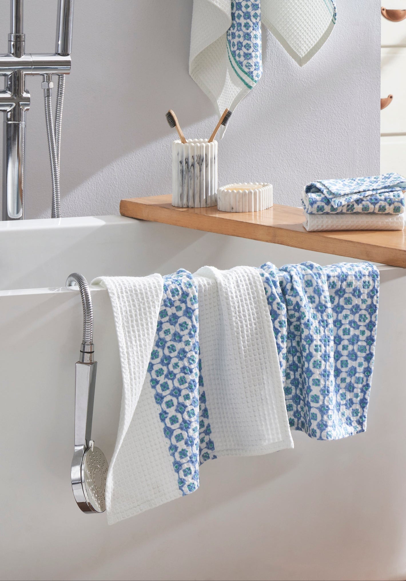 Checkmate Blue Hand Towel | Set Of 2